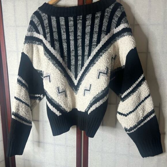 TOPSHOP AZTEC ROCK&ROL V NECK SWEATER SIZE 6 - Picture 2 of 11